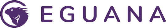 Logo of Eguana Technologies featuring a stylized iguana, representing innovative energy storage solutions