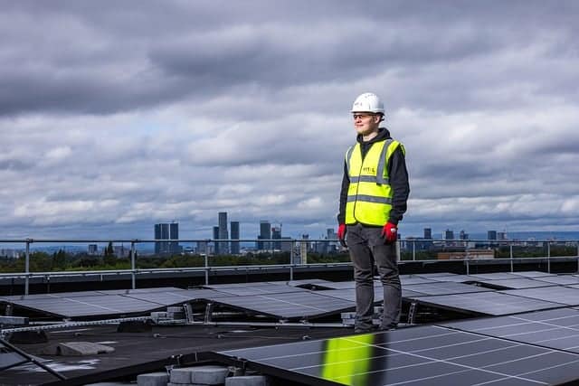 An employee viewing his Commercial Solar Panels