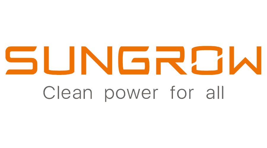 Logo of Sungrow, featuring the slogan 'Clean power for all', symbolizing their commitment to global renewable energy solutions