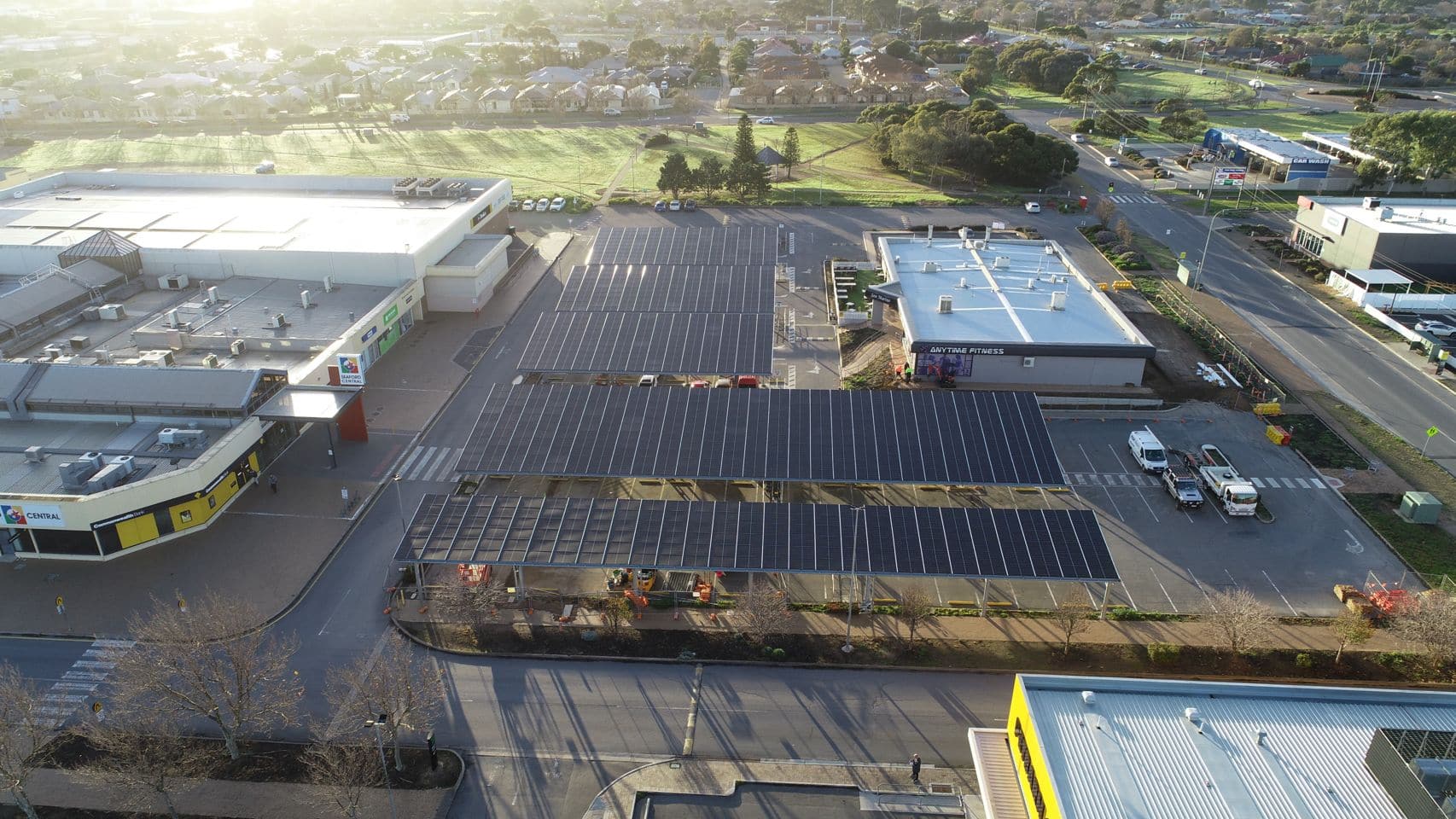 Overview of 464.745kW solar installation at Seaford Central Shopping Centre by Class A Energy Solutions